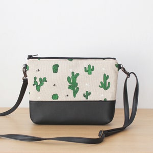 Cactus print Cross body Every day vegan leather bag Every day Purse Gift for her Summer bag