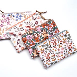 Mini billetera floral, monedero floral, bolsa pequeña con cremallera, tarjetero, regalo para niñas