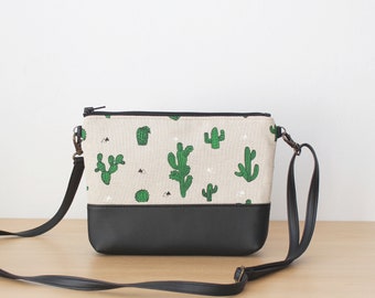 Cactus print Cross body Every day vegan leather bag Every day Purse Gift for her Summer bag