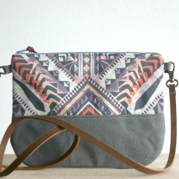 Aztec bag, Aztec print, Tribal print, Small handbag ,Clutch Purse, Pastel, Geometric print
