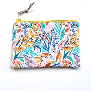 Carteira floral mini, porta-moedas, pequena bolsa com zíper, porta-cartões,