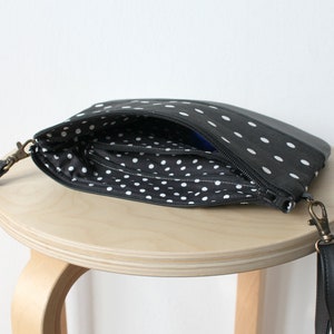 Black and white leather polka dot bag,Small bag,Crossbody bag,Fashion bag, image 2
