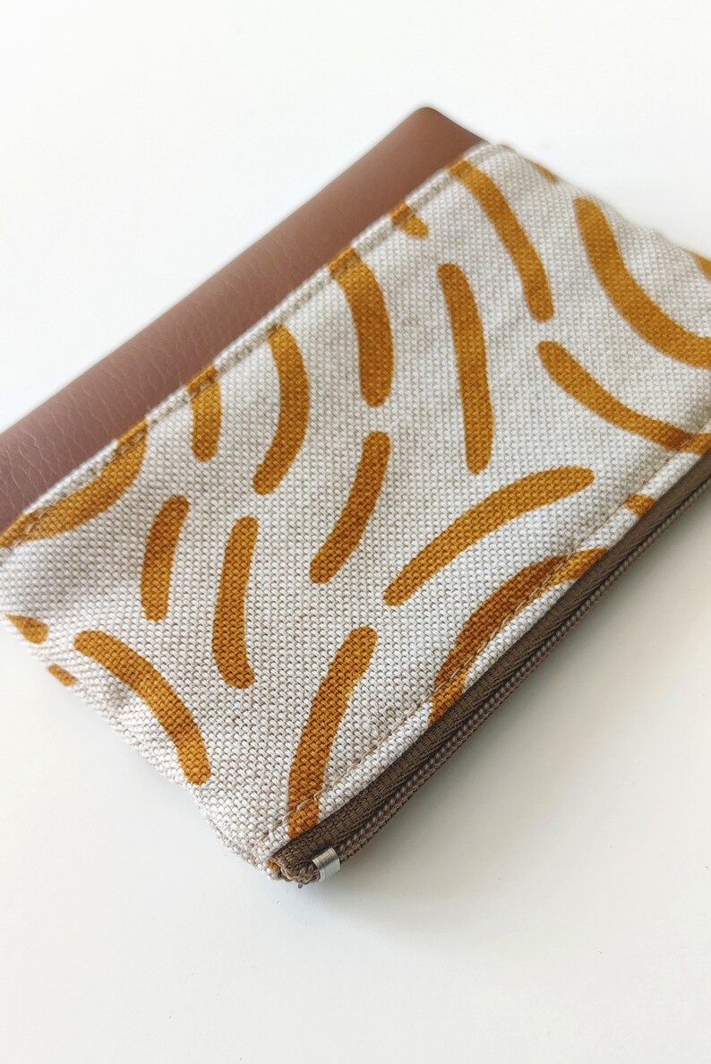 Mini wallet, Coin Purse, Small zipper pouch, Card holder, Mustard Lines