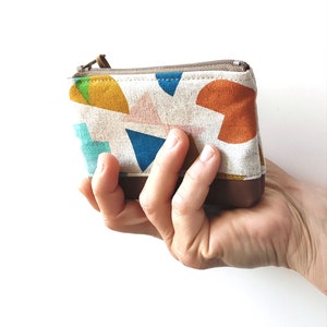 Mini wallet, Coin Purse, Small zipper pouch, Card holder, Colourful Geometric