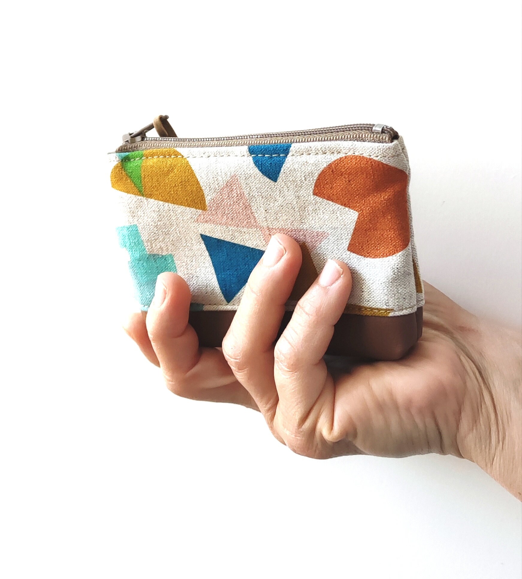 ☆COURONNE☆ Ivresse Mini Zipper Card RCWGX25145PIX Small Leather Zipper Card Holder Wallet, Holds 4-8 Cards