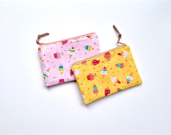 Childrens Purse, Kids purse, Mini wallet, Coin Purse, Card holder, Kids Gifts, Ice cream print