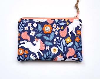 Unicorn Mini wallet, Kids Coin Purse, Kids wallet, Small zipper pouch, Card holder, Kids Gift idea