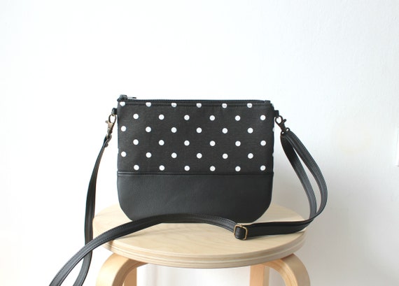 Schwarz und Weiss Leder polka dot Tasche Kleine Tasche Crossbody bag Fashion Tasche Etsy