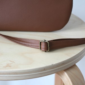 Crossbody leren tas, Clutch Portemonnee, Elke dag portemonnee, Vegan, Elke dag tas, Bruin, Seigaiha afbeelding 5