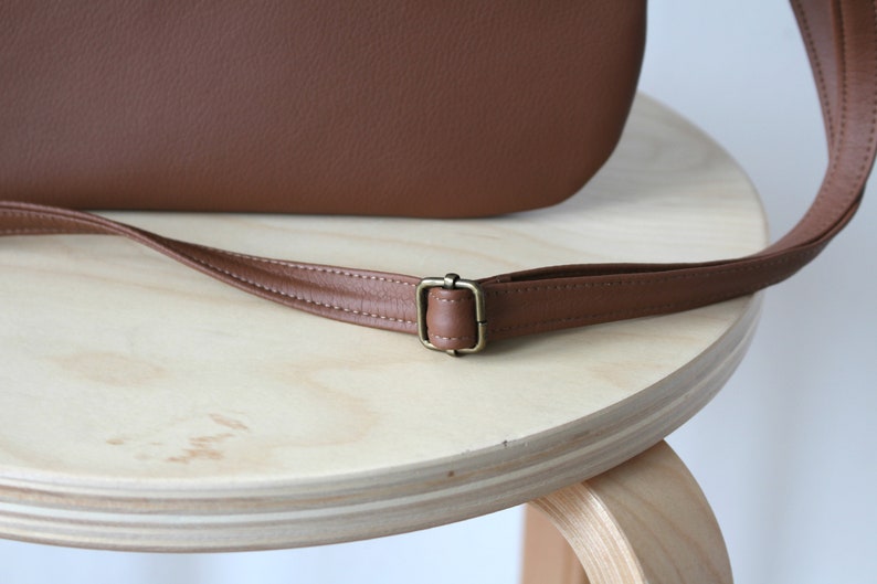 Crossbody leather bag, Clutch Purse, Every day purse, Vegan, Every day bag, Brown, Seigaiha image 5