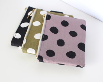 Mini wallet, Polka dot print, Coin Purse, Small zipper pouch, Card holder, Japanese fabric