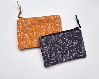 Mini wallet, Coin Purse, Small zipper pouch, Card holder, cats print