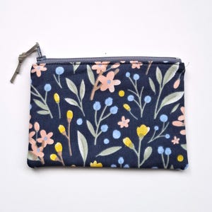 Carteira floral mini, porta-moedas, pequena bolsa com zíper, porta-cartões,