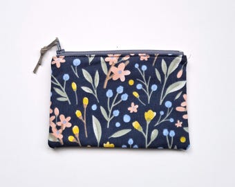 Floral Mini wallet, Coin Purse, Small zipper pouch, Card holder,