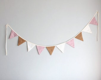 Linnen Bunting Kinderkamer Decor Meisjeskamer Baby Decor Linnen Vlaggen Muur Decor