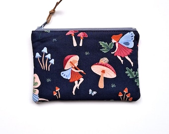 Mini wallet, Fairy Coin Purse, Kids Purse, Kids wallet, Card holder, Fairy Mushroom print