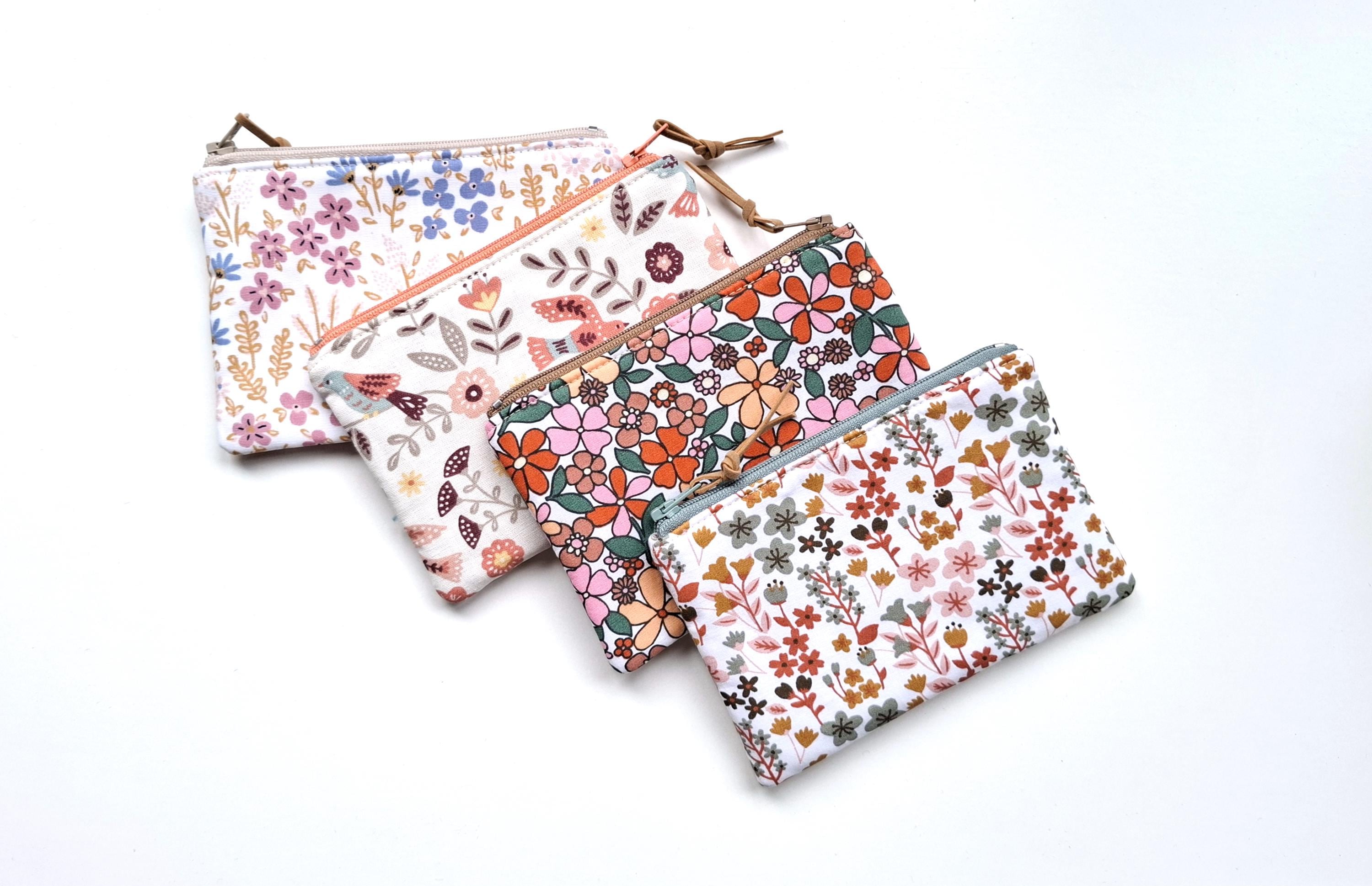 Floral Mini Wallet, Floral Coin Purse, Small Zipper Pouch, Card
