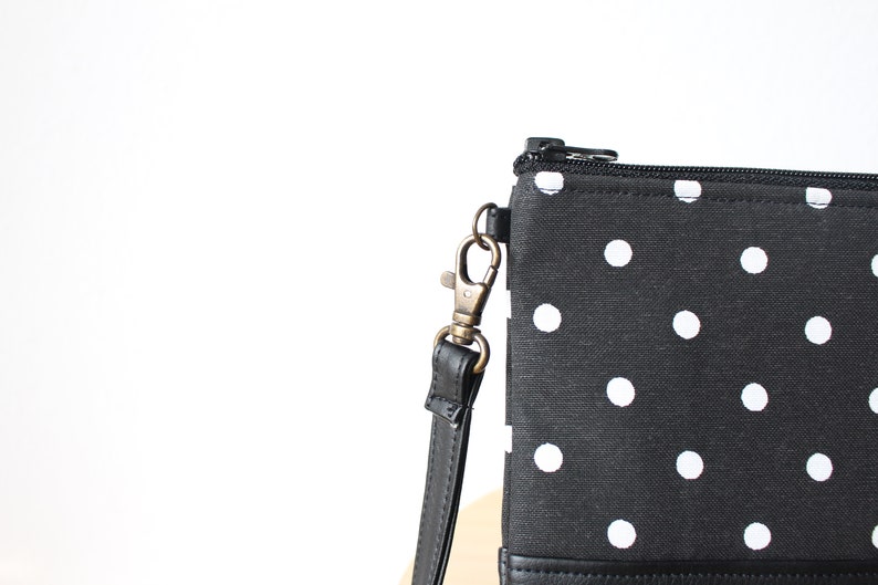 Black and white leather polka dot bag,Small bag,Crossbody bag,Fashion bag, image 3