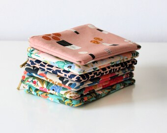 Mini wallet, Floral print, Coin Purse, Small zipper pouch, Card holder, Summer Floral Citrus