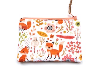 Childrens Purse, Kids purse, Mini wallet, Coin Purse, Card holder, Kids Gifts, Fox pattern, fox print, Woods