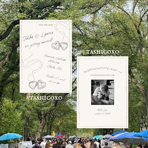 Hand-written Love Letter Save the Date Template, Minimalist Elegant Heart-Locket Wedding Invite Digital Design, Canva