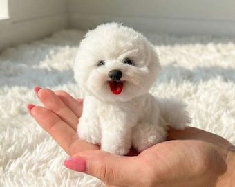 Handmade Bichon Frise Plush | Dog Keychain | Bag Charm