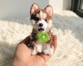 シベリアン ハスキー キーホルダー - 透明アクリル グリッター