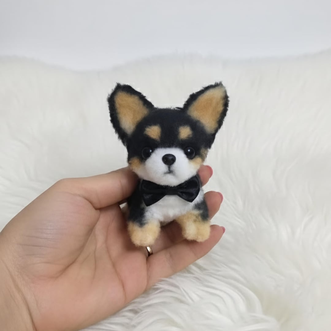 チワワぬいぐるみ　ハンドメイド 1点もの・パールラムのチワワ・四つ立ち型 ぬいぐるみ チワワグッズ