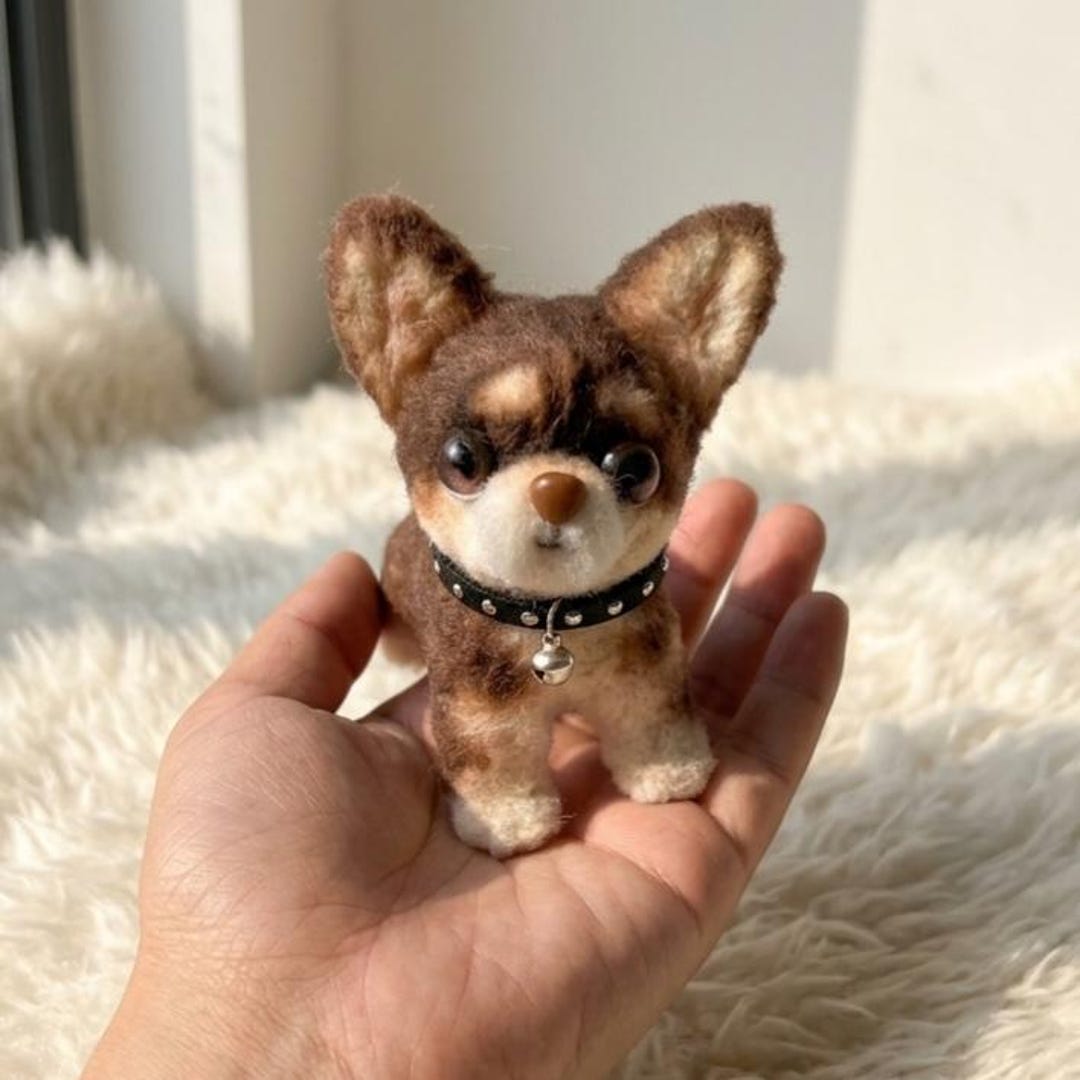 手作りの茶色のチワワのミニぬいぐるみ｜犬のキーホルダー｜バッグ