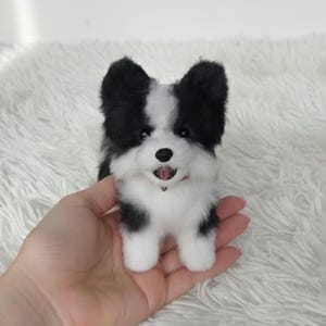 Mini peluche faite main de border collie d'ESSA | porte-clés chien | de sac | Objet de collection | Bas de Noël cadeaux