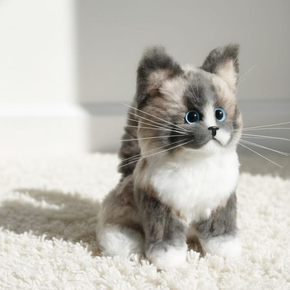 Handmade Snowshoe Cat Plush | Ragdoll | Siamese | Collectible