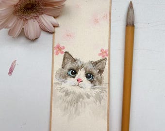 Marque-page portrait d'animal de compagnie peint à la main : art aquarelle personnalisé chien chat