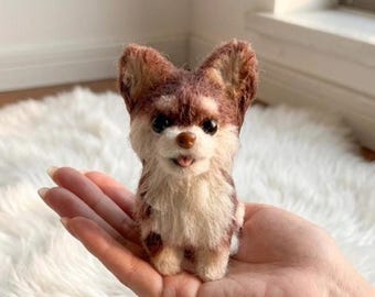 Handmade Long Hair Chihuahua Mini Plush | Dog Keychain | Bag Charm | Collectible | Pet Keepsake Gifts