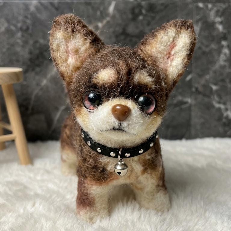 手作りの茶色のチワワのミニぬいぐるみ｜犬のキーホルダー｜バッグ