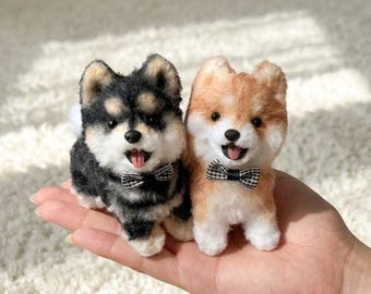 Ręcznie robiony pluszowy pies Shiba Inu | Brelok do kluczy z psem | Brelok do torebki | Prezent dla miłośnika psów