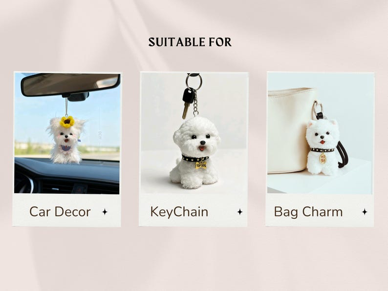 ESSA cat plush attached to a keyring, showing how it can be used as a keychain or bag charm, soft handmade plush design for everyday use.