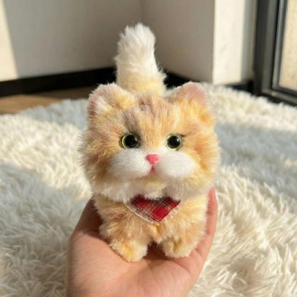 Handgemaakte oranje gestreepte kat mini pluche | Sleutelhanger | Tasbedel | Verzamelobject | Cadeaus als aandenken voor huisdieren