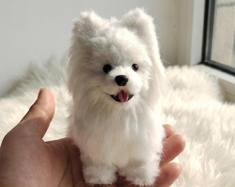 Peluche de Samoyedo hecho a mano / Llavero / Adorno para bolso / Artículo de colección / Regalo de recuerdo para amantes de los perros