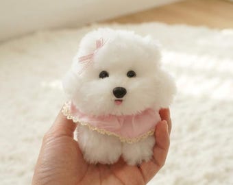 ハンドメイド ビションフリーゼ ミニぬいぐるみ | キーチェーン
