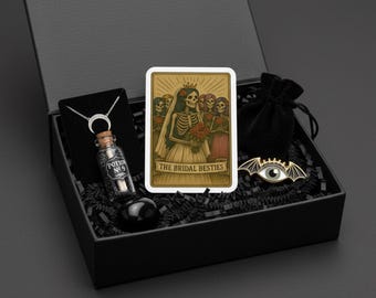 The Bridal Besties Tarot Card Skeleton Magnet | Bridal Shower Favor | Boho Bachelorette Gift | Bridesmaid Proposal | Gothic Skeleton Magnet
