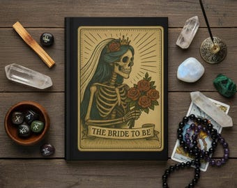 Diario de cartas del Tarot para la futura novia / Regalo de compromiso alternativo / Cuaderno para planificar la boda / Regalo de despedida de soltera / Cuaderno de esqueleto gótico