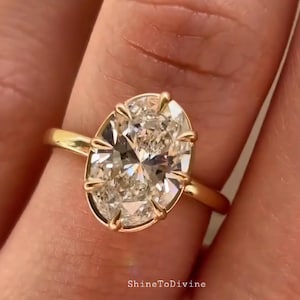 2 CT Oval Cut IGI Certified Lab Grown Diamond Unique Engagement Wedding Anniversary Ring