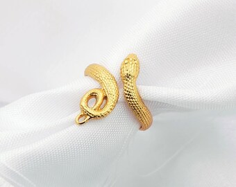 Sterling Silver Gold Snake Ring: Adjustable Gothic Biker Jewelry