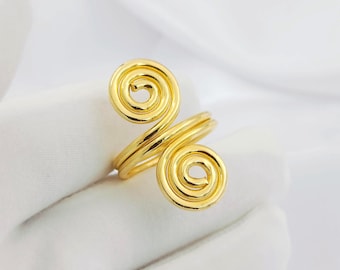 18k Gold Filled Swirl Ring: Sterling Silver Bohemian Jewelry