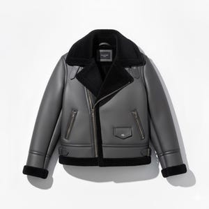 Men’s Grey Shearling Aviator Jacket | Real Leather B3 Bomber Coat | Warm Pilot Flight Sheepskin Jacket