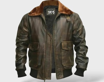 Leren A2-bomberjack heren - vintage militair vliegerjack - echte leren jas