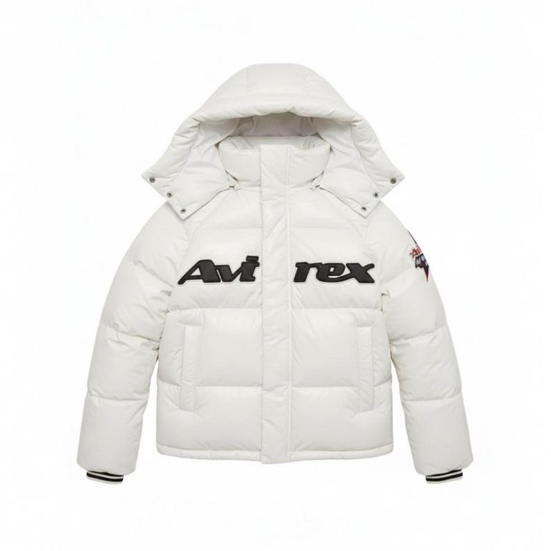Chaqueta acolchada de cuero auténtico para hombre: estilo aviador negro con capucha estilo Avirex, abrigo de invierno de cuero auténtico, ropa de calle. imagen 3