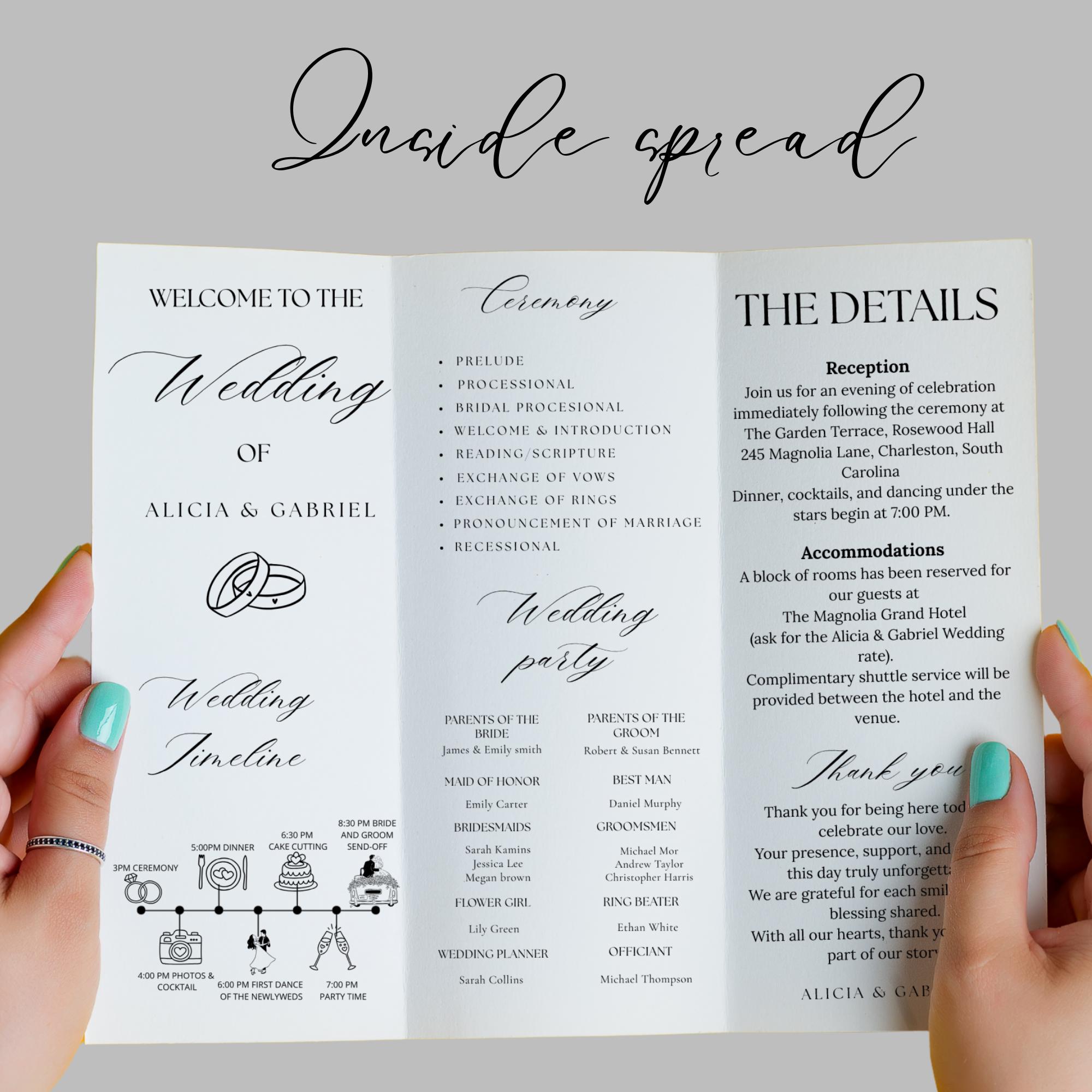 Wedding Program Template,photo Gatefold Wedding Program Template ...