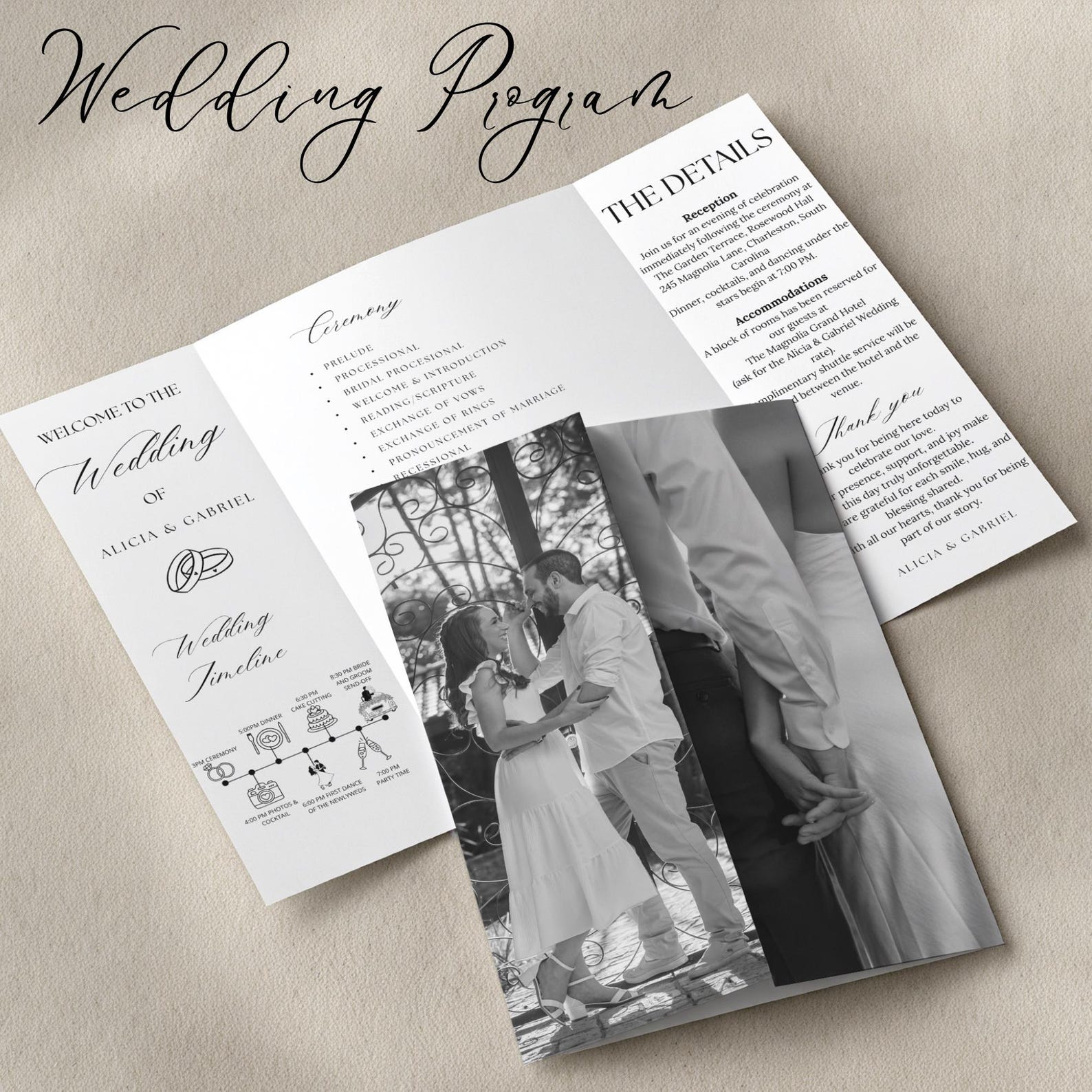 Wedding Program Template,photo Gatefold Wedding Program Template ...