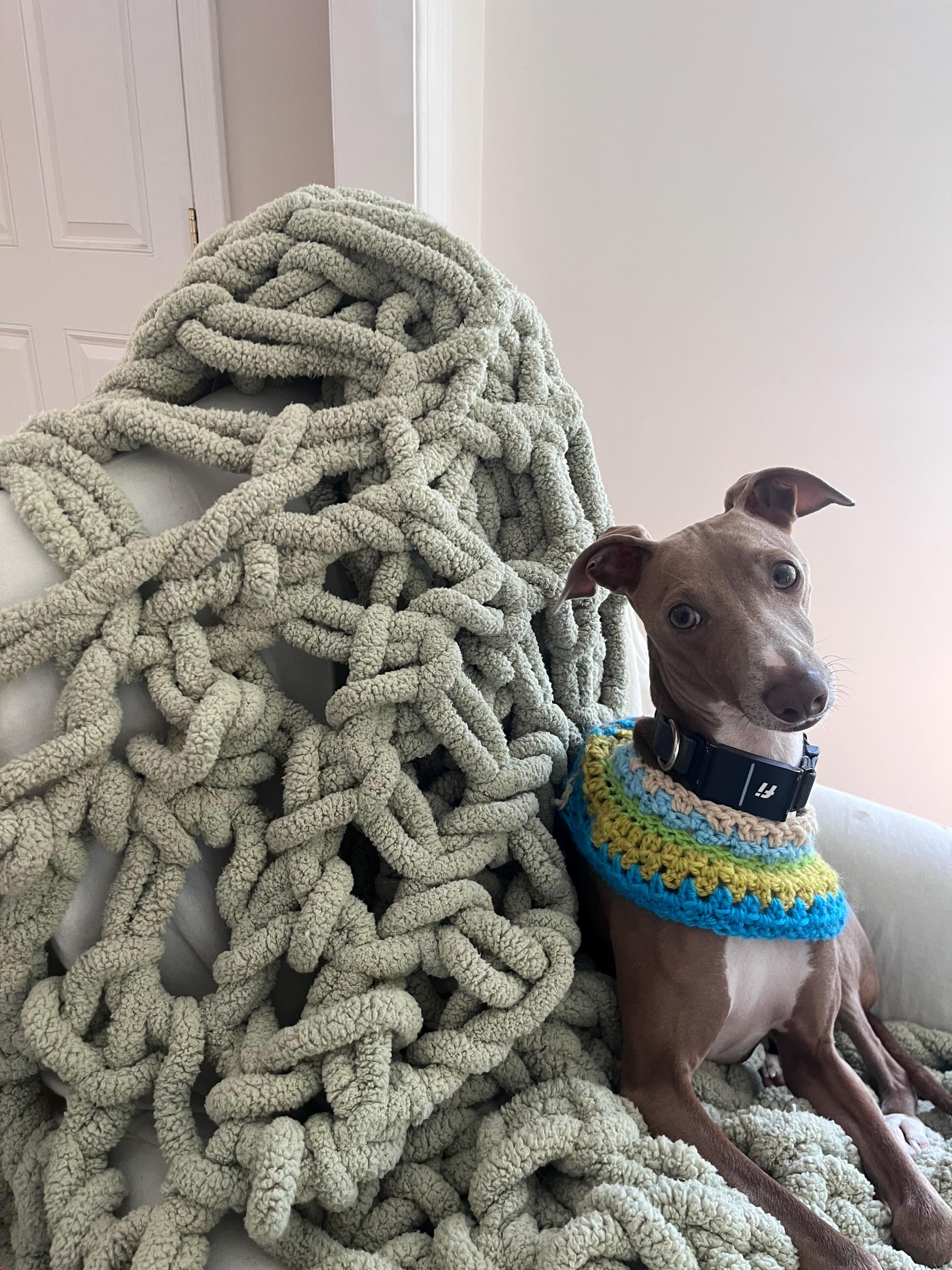 Blue and Green Chunky Blanket